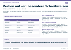 Verben auf -er: besondere Schreibweisen – Französisch Lernkarte A5