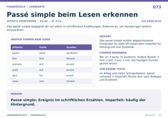 Passé simple beim Lesen erkennen – Französisch Lernkarte A5