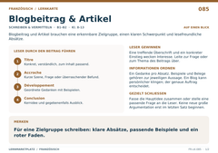 Blogbeitrag & Artikel – Französisch Lernkarte A5