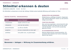 Stilmittel erkennen & deuten – Französisch Lernkarte A5