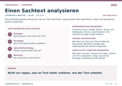 Einen Sachtext analysieren – Französisch Lernkarte A5