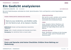 Ein Gedicht analysieren – Französisch Lernkarte A5