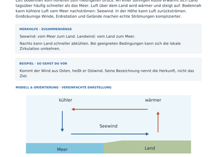 Wie Wind entsteht: Land und Meer – Vorschau des Arbeitsblatts