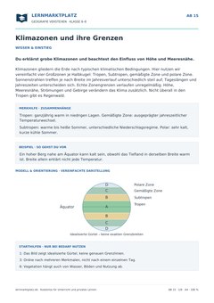 Klimazonen und ihre Grenzen – kostenloses Geografie-Arbeitsblatt mit Lösungen (PDF)