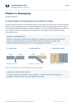 Plattentektonik: Platten in Bewegung – kostenloses Geografie-Arbeitsblatt mit Lösungen (PDF)