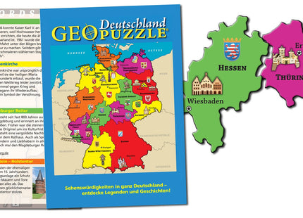 AMIGO GeoPuzzle Deutschland – Begleitheft und beispielhafte Bundesländer-Puzzleteile