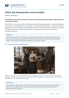 1933: Die Demokratie wird zerstört – kostenloses Geschichte-Arbeitsblatt mit Lösungen (PDF)