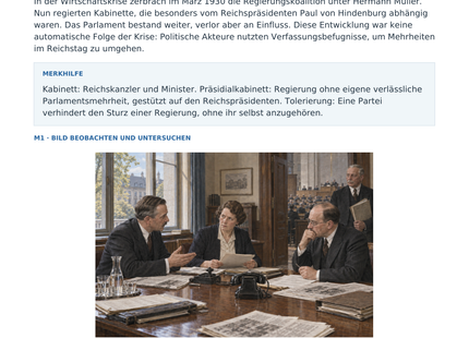 Vorschau des Arbeitsblatts „Präsidialkabinette ab 1930“ für Klasse 8–9