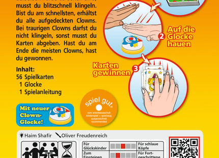 AMIGO Halli Galli Junior – Schachtelrückseite mit Inhalt und Spielübersicht