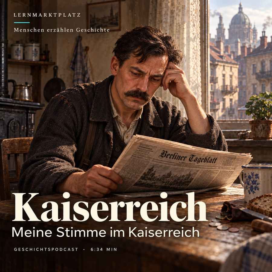 Kaiserreich – Menschen erzählen Geschichte. KI-generierte historische Illustration.