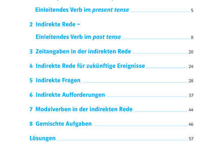 Inhaltsverzeichnis: Klett 10-Minuten-Training Englisch – Direct Speech / Indirect Speech, 7./8. Klasse