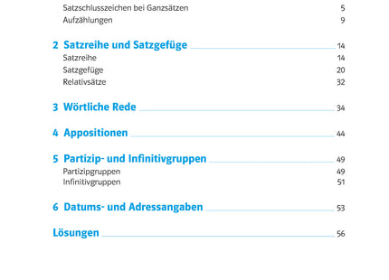 Inhaltsverzeichnis: Klett 10-Minuten-Training Deutsch – Zeichensetzung, 5.–7. Klasse