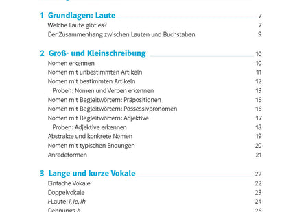 Klett 10-Minuten-Training Deutsch Rechtschreibung – Klasse 5 – Auszug aus dem Inhaltsverzeichnis