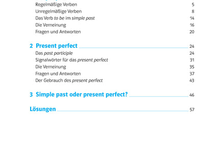 Klett 10-Minuten-Training Englisch Simple Past und Present Perfect – Klasse 6/7 – Inhaltsverzeichnis
