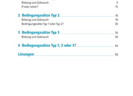 Klett 10-Minuten-Training Englisch If-Clauses – Klasse 6–8 – Inhaltsverzeichnis
