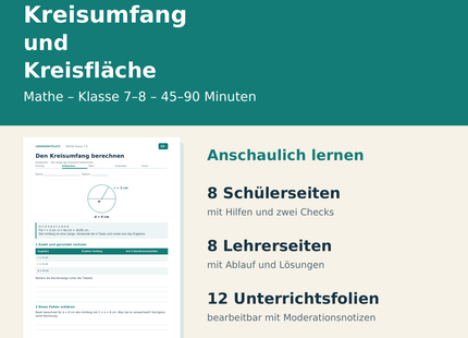 Kreisumfang und Kreisfläche – Paketübersicht für Klasse 7–8
