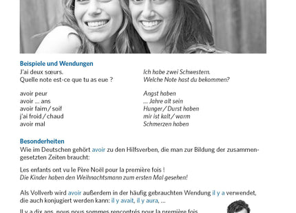 Beispielseite: Wendungen und Besonderheiten des Verbs avoir