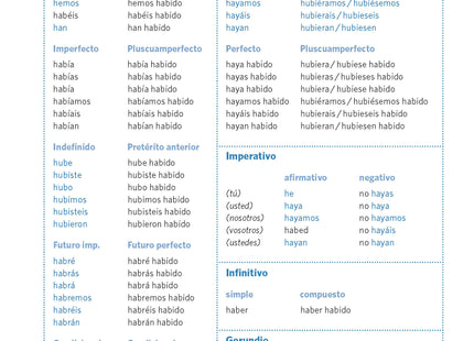 Beispielseite: Konjugation des spanischen Verbs haber