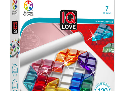 SmartGames IQ Love – Verpackung mit 120 Aufgaben und rechteckiger Spielseite