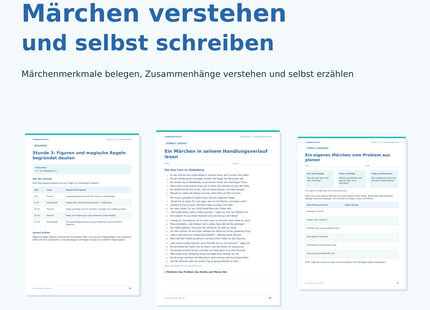 Unterrichtspaket Märchen verstehen und selbst schreiben für Deutsch Klasse 5–6 mit acht Stunden, Schülerseiten und Excel-Auswertung