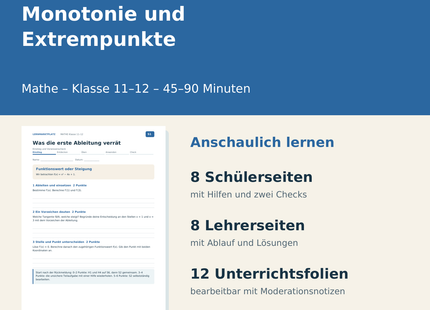 Monotonie und Extrempunkte – Paketübersicht für Klasse 11–12