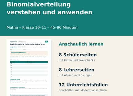 Binomialverteilung verstehen und anwenden – Paketübersicht für Klasse 10–11