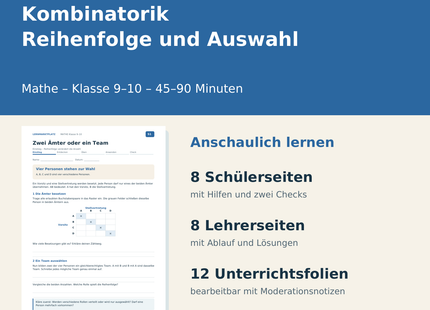 Kombinatorik – Reihenfolge und Auswahl – Paketübersicht für Klasse 9–10