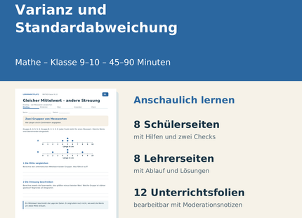 Empirische Varianz und Standardabweichung – Paketübersicht für Klasse 9–10