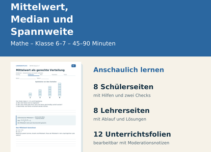 Mittelwert, Median und Spannweite – Paketübersicht für Klasse 6–7