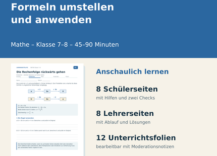 Formeln umstellen und anwenden – Paketübersicht für Klasse 7–8