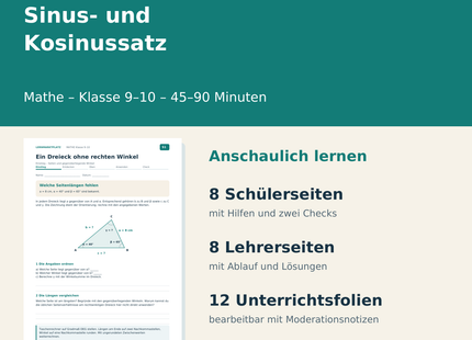 Sinus- und Kosinussatz – Paketübersicht für Klasse 9–10