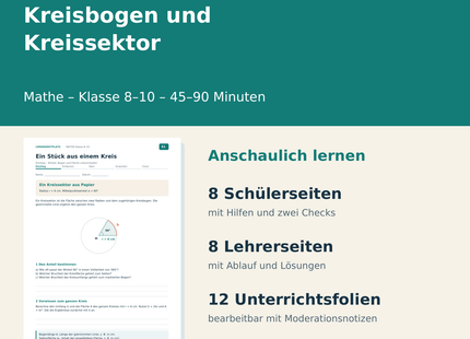 Kreisbogen und Kreissektor – Paketübersicht für Klasse 8–10