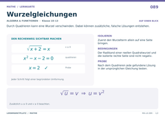 Wurzelgleichungen – Mathe Lernkarte A5