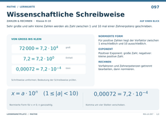Wissenschaftliche Schreibweise – Mathe Lernkarte A5