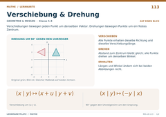 Verschiebung & Drehung – Mathe Lernkarte A5