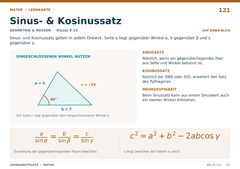 Sinus- & Kosinussatz – Mathe Lernkarte A5