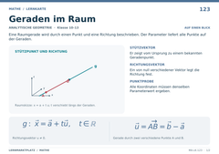 Geraden im Raum – Mathe Lernkarte A5