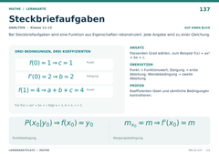 Steckbriefaufgaben – Mathe Lernkarte A5