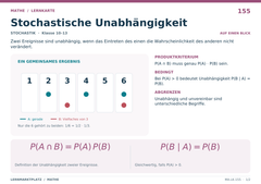 Stochastische Unabhängigkeit – Mathe Lernkarte A5