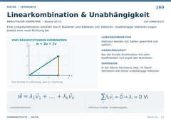 Linearkombination & Unabhängigkeit – Mathe Lernkarte A5