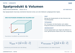 Spatprodukt & Volumen – Mathe Lernkarte A5