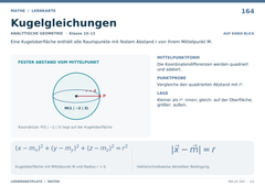 Kugelgleichungen – Mathe Lernkarte A5