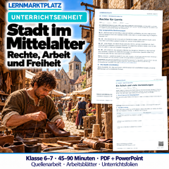 Die mittelalterliche Stadt – Unterrichtseinheit mit Quellenarbeit (Klasse 6–7)