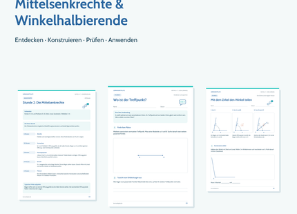 Unterrichtspaket Mittelsenkrechte und Winkelhalbierende für Klasse 6–7 mit sieben Stunden, Schülerblättern und Tests