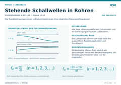 Stehende Schallwellen in Rohren – Physik Lernkarte A5