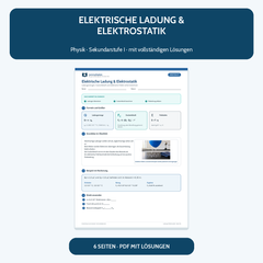 Elektrische Ladung und Elektrostatik – kostenloses Physik-Arbeitsblatt mit Lösungen (PDF)
