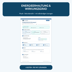 Energieerhaltung und Wirkungsgrad – kostenloses Physik-Arbeitsblatt mit Lösungen
