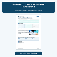 Gasgesetze: Druck, Volumen und Temperatur – kostenloses Physik-Arbeitsblatt mit Lösungen (PDF)