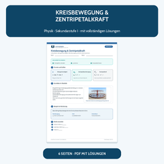 Kreisbewegung und Zentripetalkraft – kostenloses Physik-Arbeitsblatt mit Lösungen (PDF)