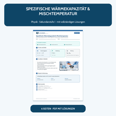 Spezifische Wärmekapazität und Mischtemperatur – kostenloses Physik-Arbeitsblatt mit Lösungen